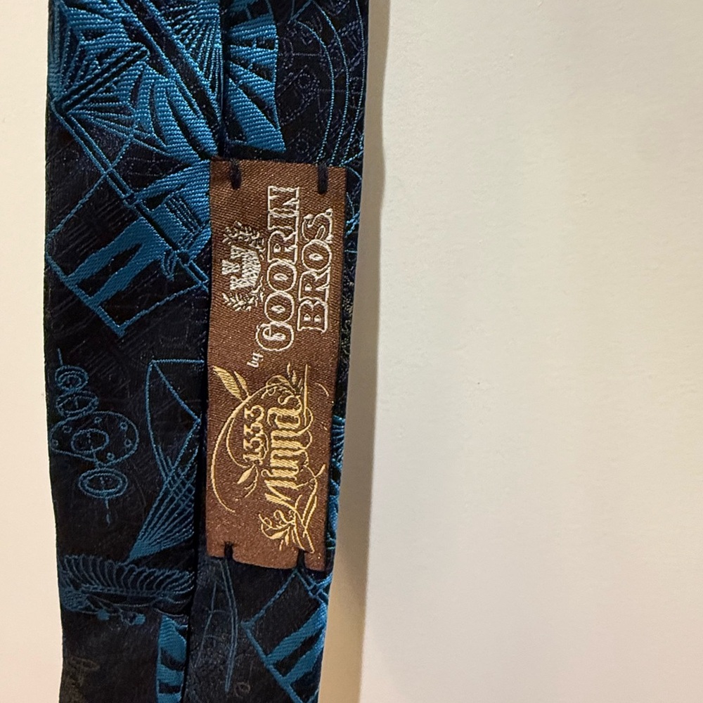Goorin Bros Black and Blue Patterned Tie - Picture 3 of 4